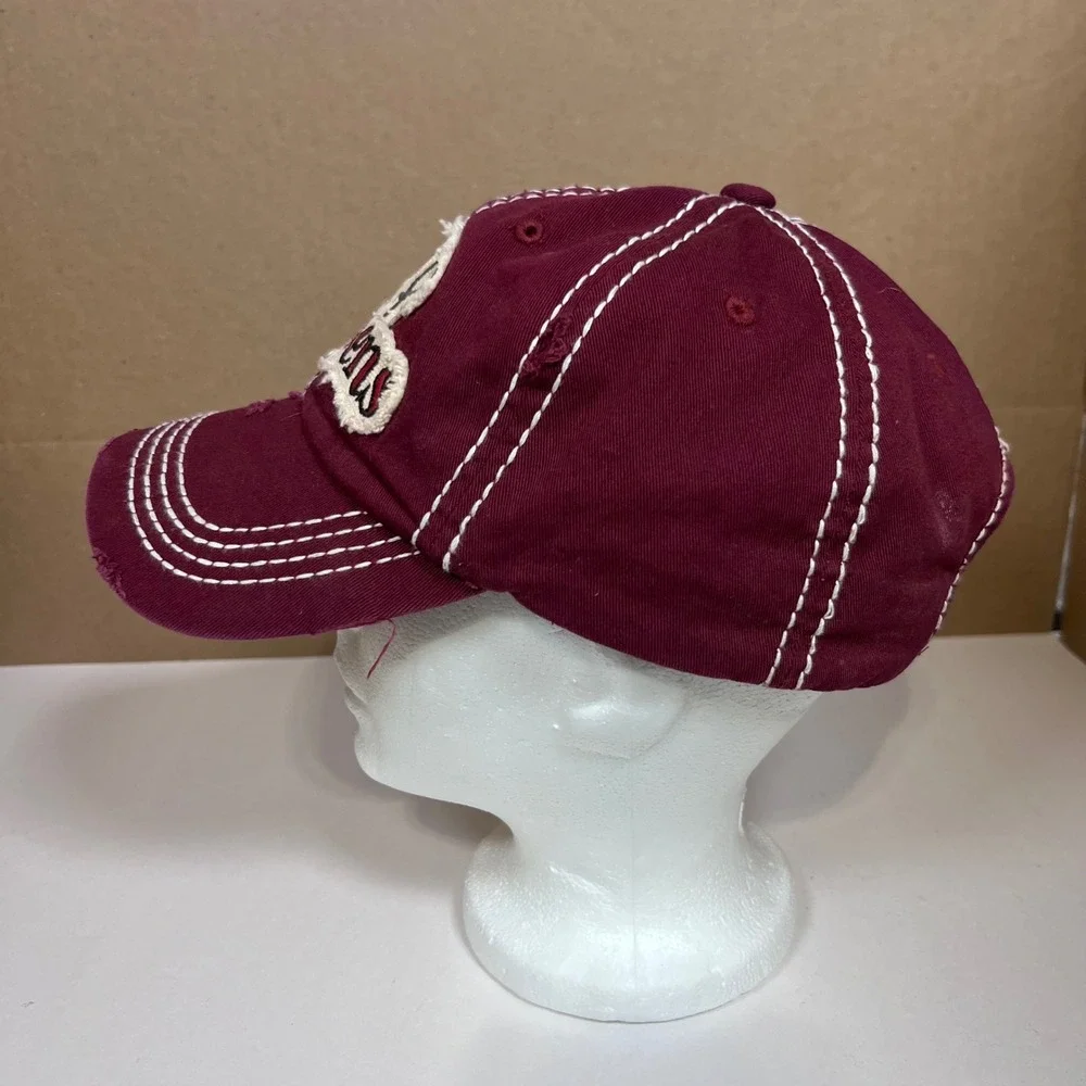 Sip Happens Wine Baseball Cap Maroon Distressed Adjustable Hat
